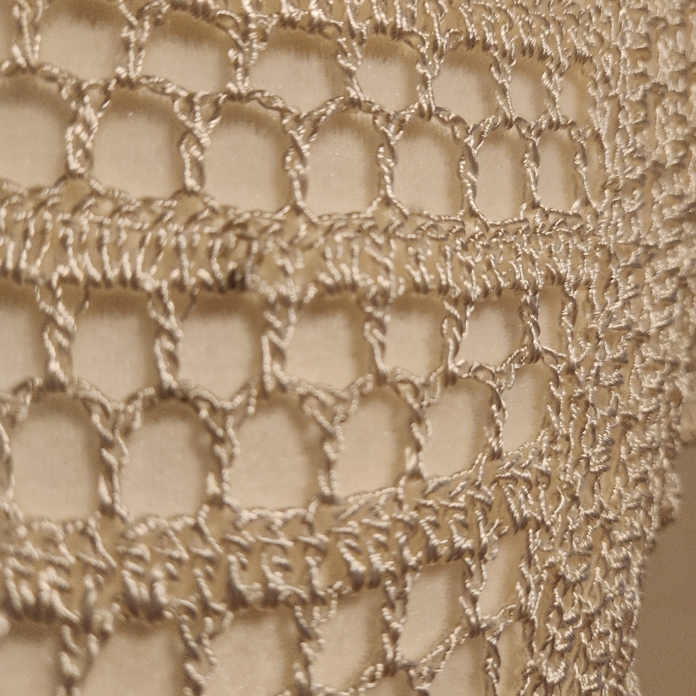 Vintage White House Black Market Medium M White Crochet Knit Tunic Top Coverup - Picture 11 of 12